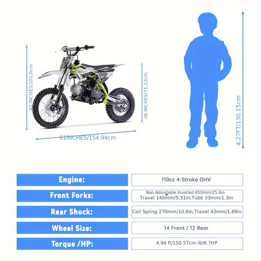 110cc 4-Stroke Gas Dirt Bike